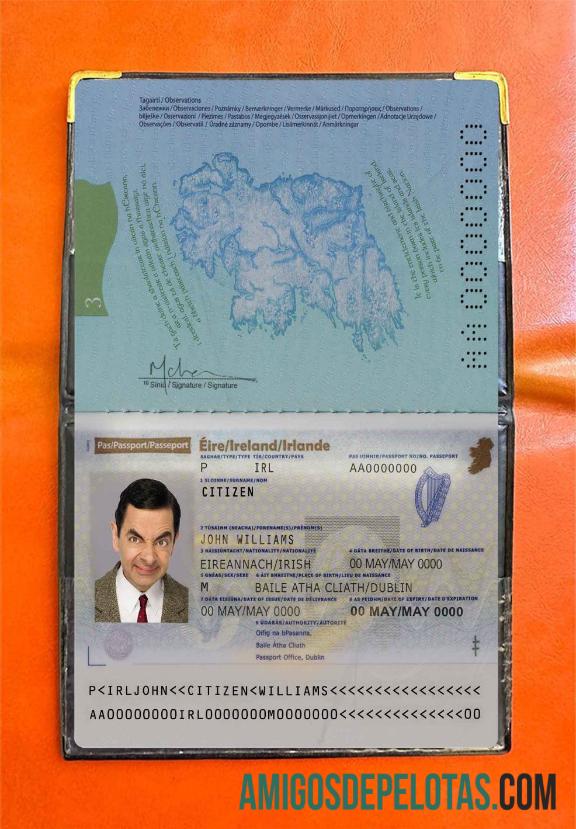 Foto do passaporte da Irlanda modelo